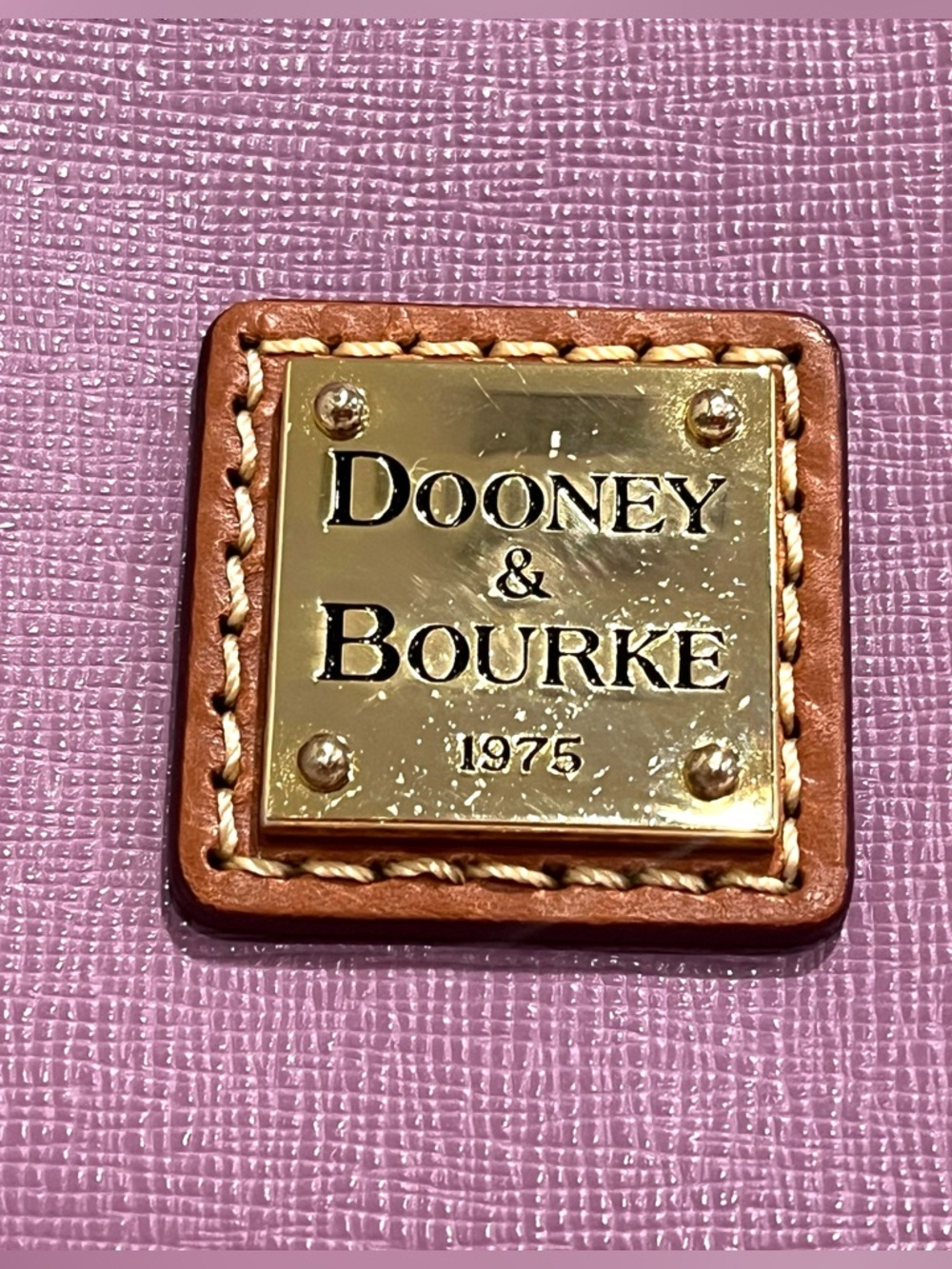 Dooney & Bourke Pink Leather Shoulder Tote with Brown Trim - Picture 4 of 12